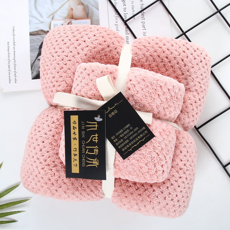 Coral Velvet Pineapple Pattern Towel And Bath Towel Set For Adults, Absorbent Face Towel Gift Box, Absorbent And Quick-Drying - Image 5
