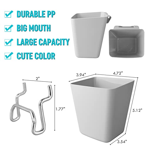 G.CORE Large Pegboard Cups Peg Board Storage Bin 6 Pack with Hooks, Square Box Shape Pegboard Cup Holder Accessories for Garage Workbench/Craft Room/Office/Playroom/Home Kitchen Organization (Grey) - Image 4