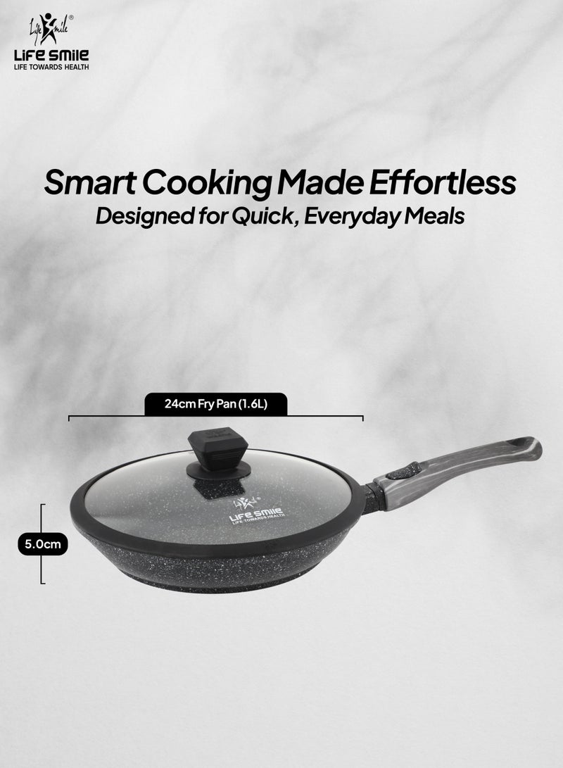 Life Smile 24cm Granite Nonstick Fry Pan with Lid (1.6L) – Induction Base, Removable Handle, Scratch Resistant & Easy Clean - Image 5