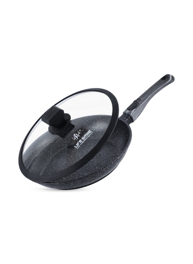Life Smile 24cm Granite Nonstick Fry Pan with Lid (1.6L) – Induction Base, Removable Handle, Scratch Resistant & Easy Clean - Image 1