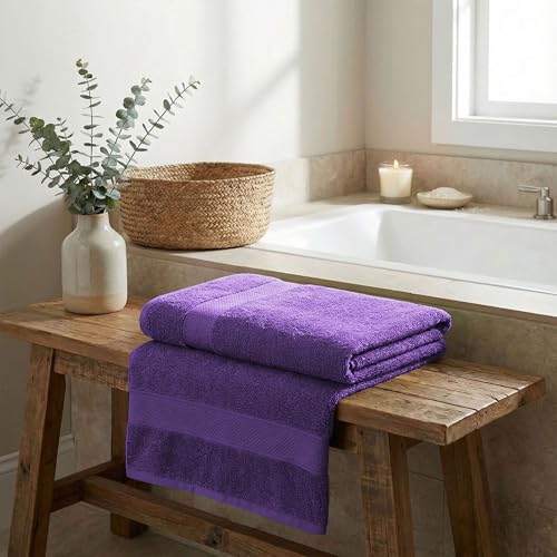 Trident 100% Cotton Towels for Bath | Towels for Bath Large Size | Trident Bath Towel - Soft & Absorbent | 450 GSM | 1 Piece Bath Towel for Men/Women | Urban Comfort | 70 cms x 140 cms - Purple - Image 4