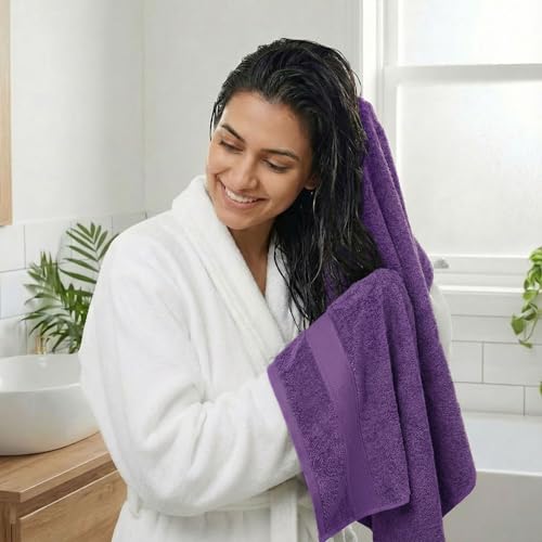 Trident 100% Cotton Towels for Bath | Towels for Bath Large Size | Trident Bath Towel - Soft & Absorbent | 450 GSM | 1 Piece Bath Towel for Men/Women | Urban Comfort | 70 cms x 140 cms - Purple - Image 3