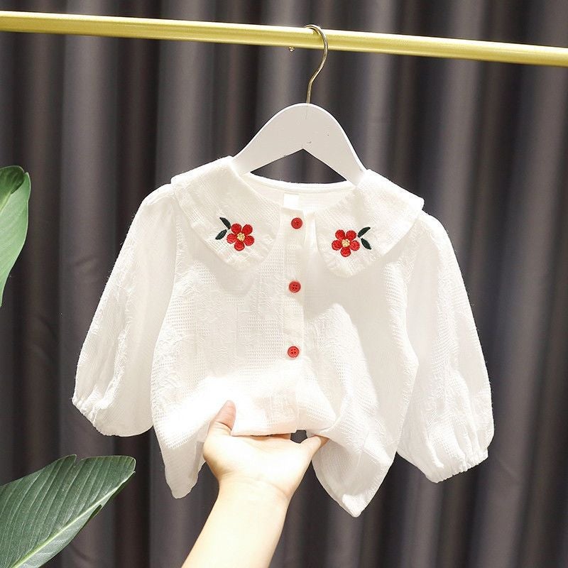 Girls' Shirts Cotton 2025 Spring Clothes Baby Girl Fashionable Tops Korean Style Babydoll Shirts Kidsren'S Shirts Dropshipping - Image 1