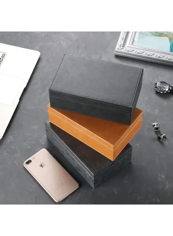 Light Brown PU Leather RFID Blocking Car Key Box with Anti Theft Lock - Image 3