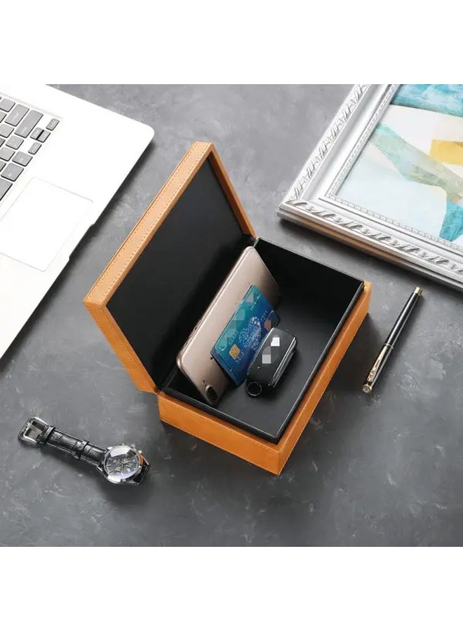 Light Brown PU Leather RFID Blocking Car Key Box with Anti Theft Lock - Image 2