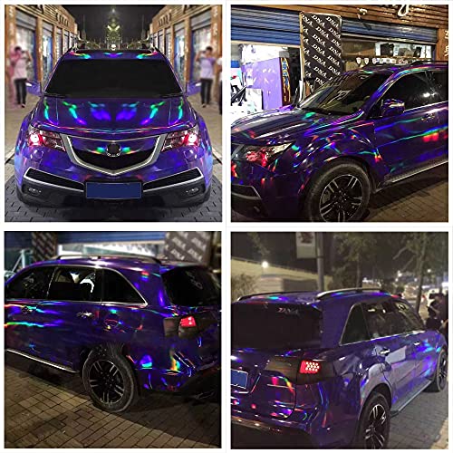 AUMOHALL Holographic Laser Rainbow Car Vinyl Wrap Glossy Chrome Purple Self Adhesive Car Body Wrap Film, 7.87'' x 59.84'' - Image 4