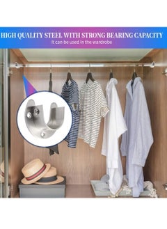 Generic Heavy Duty Closet Rod Brackets Closet Shower Rod Bracket Closet Rod Holders Closet Pole Sockets Closet Rod Supports for Rod (2 PCS, Silver)  - Image 3