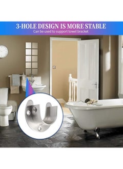 Generic Heavy Duty Closet Rod Brackets Closet Shower Rod Bracket Closet Rod Holders Closet Pole Sockets Closet Rod Supports for Rod (2 PCS, Silver)  - Image 5