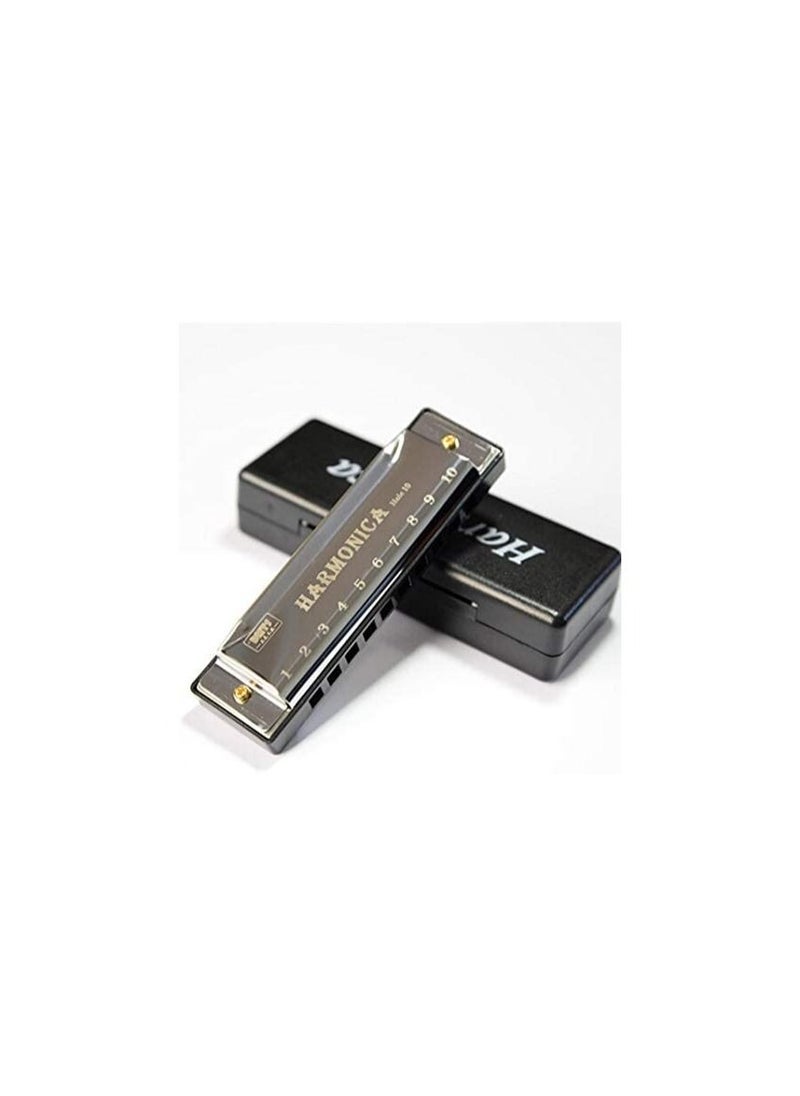 Megarya   Harmonica 10 Holes Harp 20 C Tone Diatonic Harp key C Blues Jazz band mouth organ Harp Early Education Baby Music Sense Training (Color : SILVER)  - Image 1