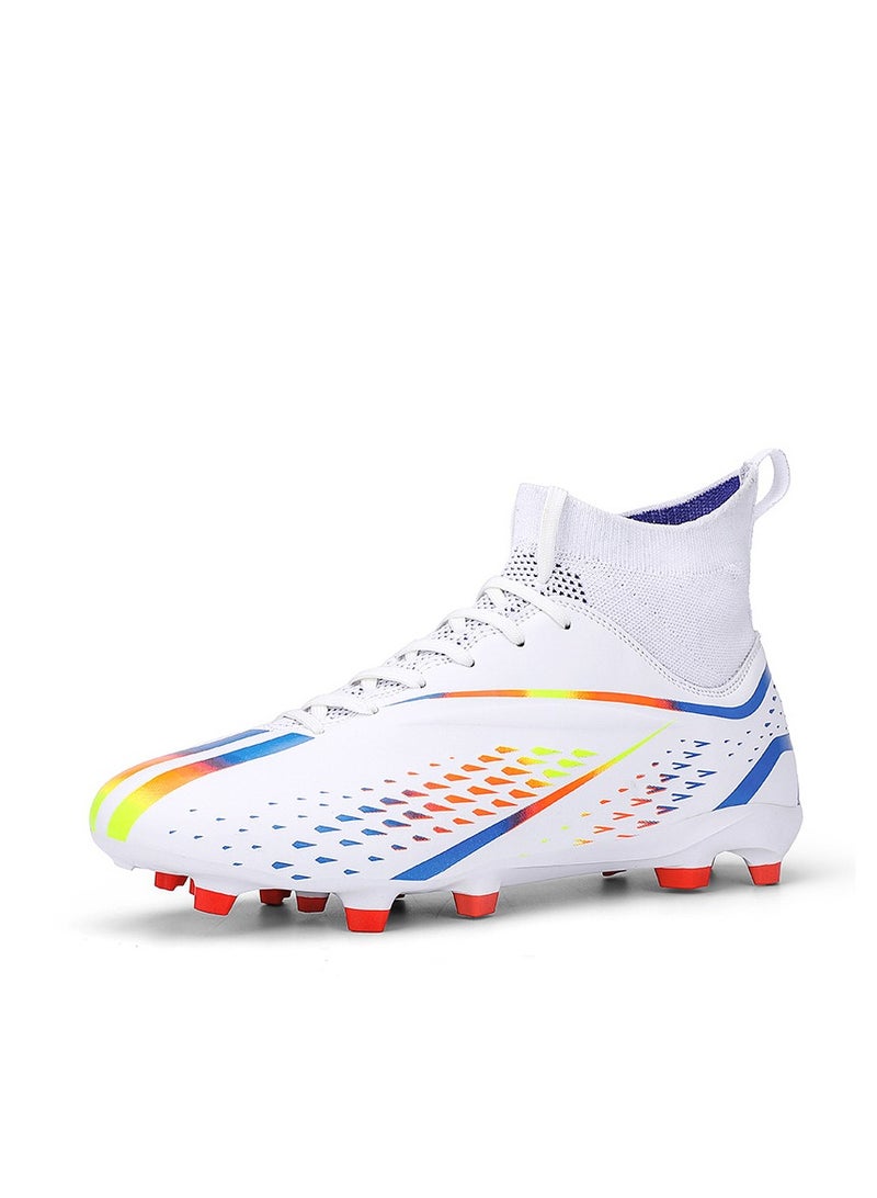 xozgdovg Spike sneakers TF training shoes Football shoes non-slip(Spike bright white)  - Image 1