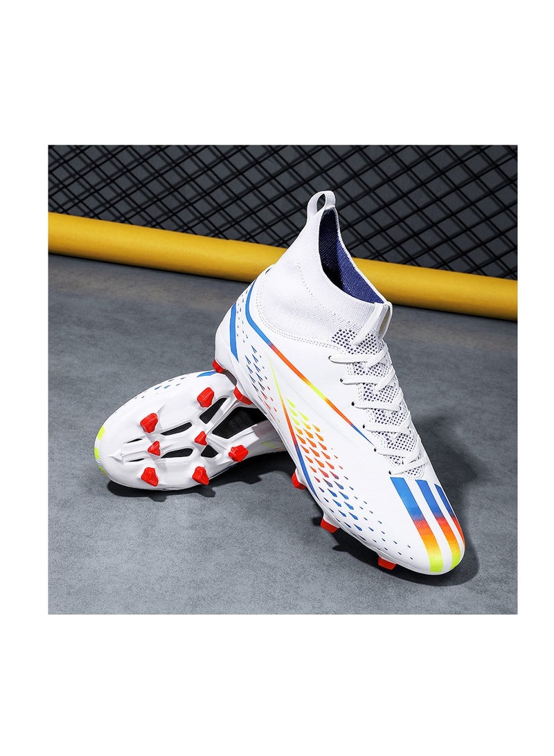 xozgdovg Spike sneakers TF training shoes Football shoes non-slip(Spike bright white)  - Image 2