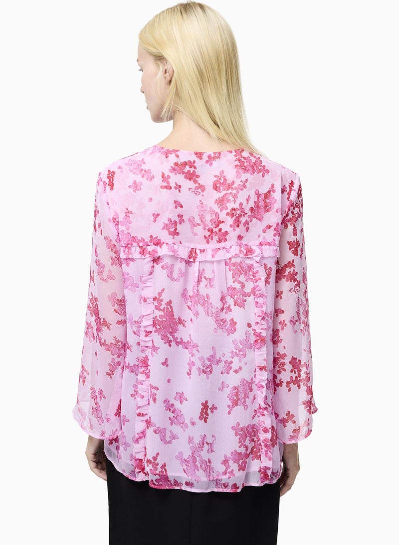 French Connection Isla Hallie Crinkle Tie Neck Top - Image 3