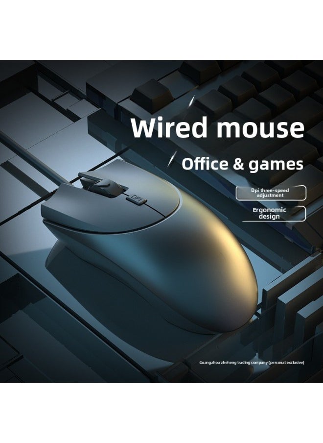 Generic - Mouse Wired Mute Silent Desktop Laptop Business Office Male And Female Student Macro Definition E-sports Game-Color:[classic Version] Mysterious Black-audio Button-dpi Adjustment-3d Anti-slip Roller-grip Feel-Interface:Official Standard - Image 1