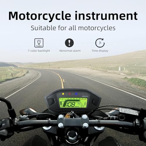 KAOLALI Motorcycle Speedometer Tachometer Universal 13000rpm LCD Digital Odometer Gauge Adjustable 7 Colors for 24 Cylinders - Image 3