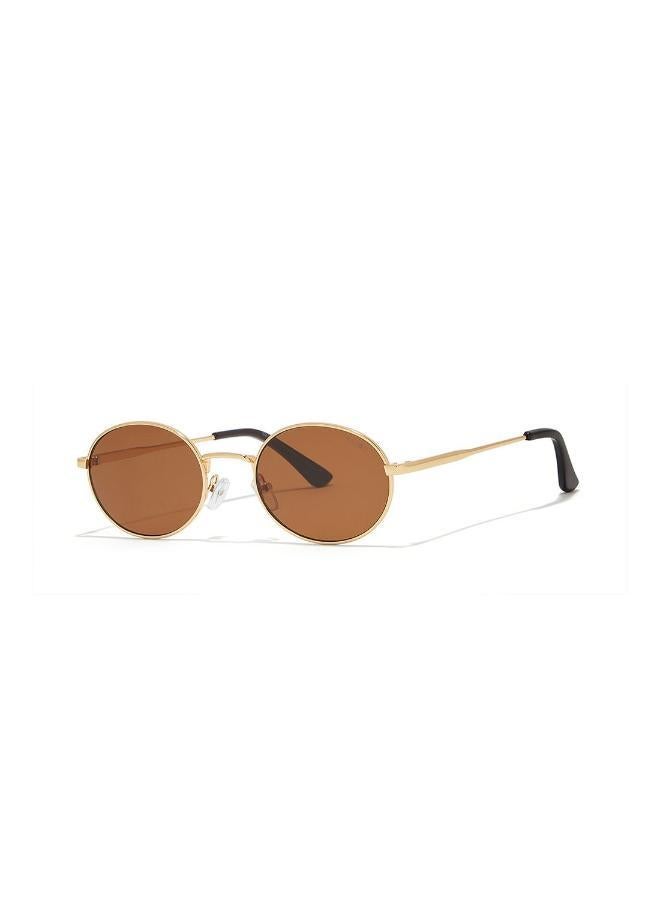 Blackout Base,Unisex Sunglasses, Oval Sunglasses, UV Protection: UV400 (Gold,Blue) - Image 1