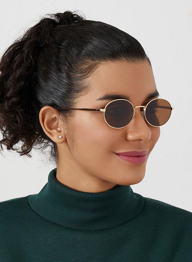 Blackout Base,Unisex Sunglasses, Oval Sunglasses, UV Protection: UV400 (Gold,Blue) - Image 5