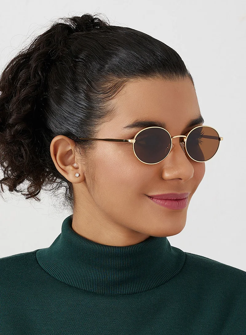 Blackout Base,Unisex Sunglasses, Oval Sunglasses, UV Protection: UV400 (Gold,Blue)
