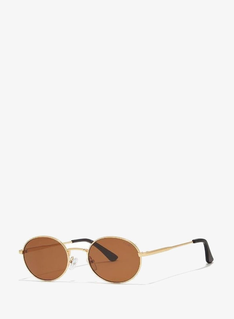 Blackout Base,Unisex Sunglasses, Oval Sunglasses, UV Protection: UV400 (Gold,Blue) - Image 1