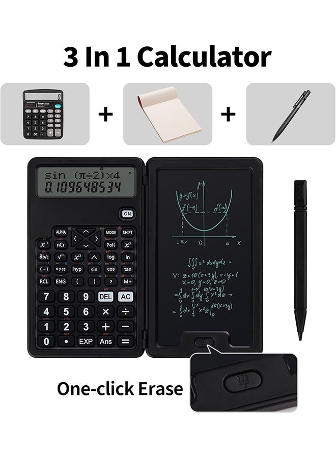 Quantum Scientific Calculator, Small Mini Calculators with Writing Notepad and Stylus, Erasable LCD Writing Tablet for Middle High School Students and Teachers - Image 4