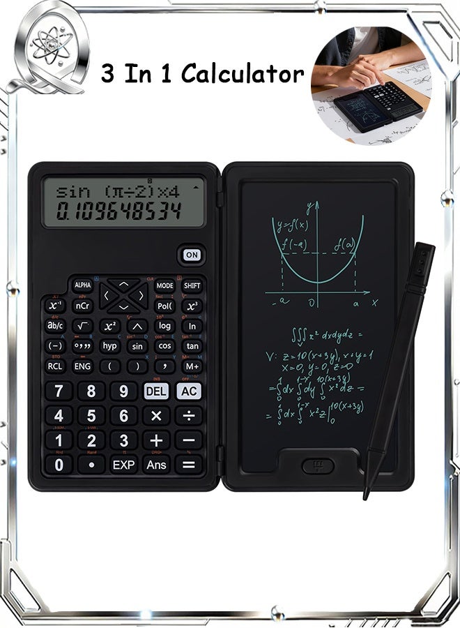 Quantum Scientific Calculator, Small Mini Calculators with Writing Notepad and Stylus, Erasable LCD Writing Tablet for Middle High School Students and Teachers - Image 1