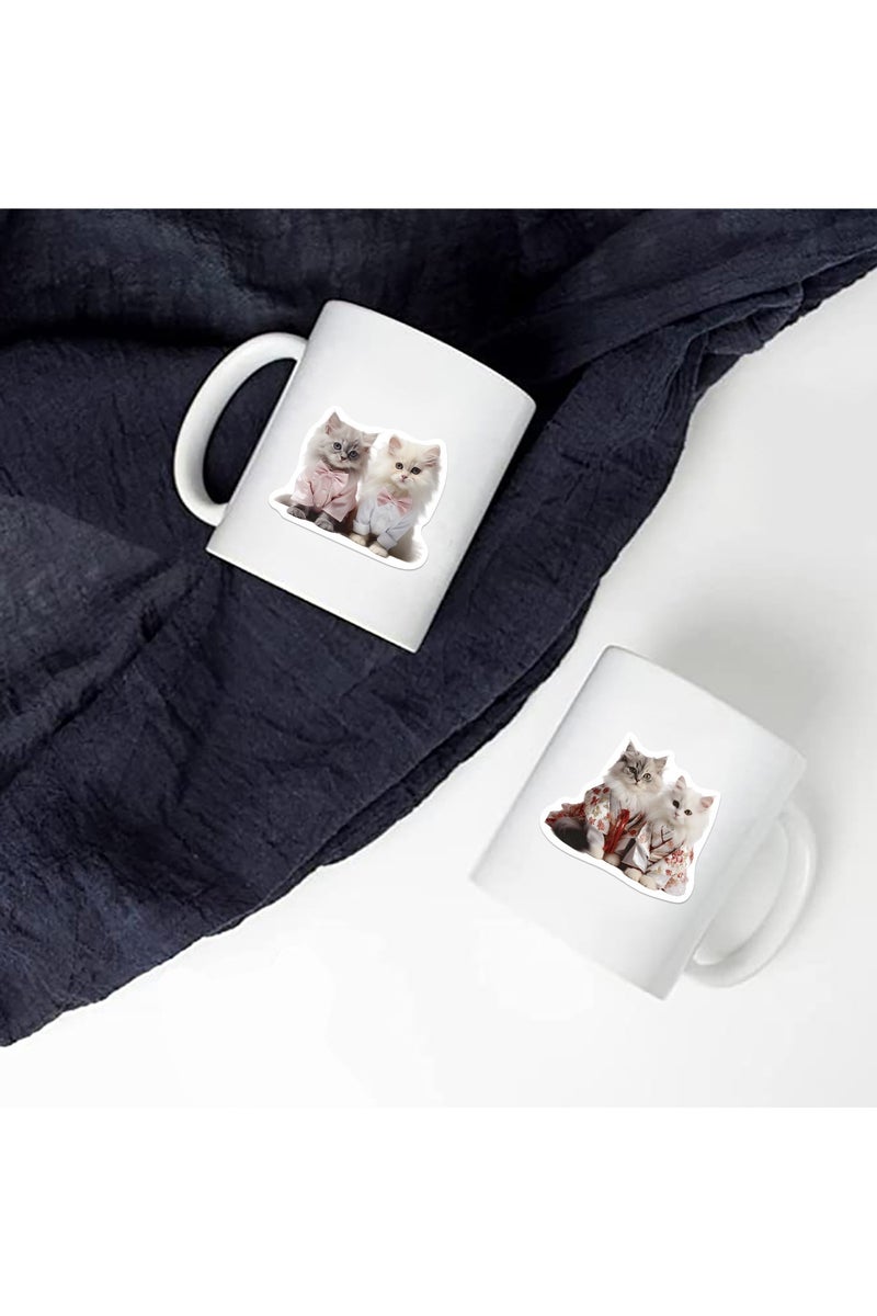 قوس قزح أورينبو 50 قطعة من ملصقات القطط المضحكة للأطفال على شكل حيوانات كرتونية جميلة، ملصقات فينيل عصرية مقاومة للماء لزجاجة المياه وحافظة السفر والهاتف وسجل القصاصات والغيتار - Image 5