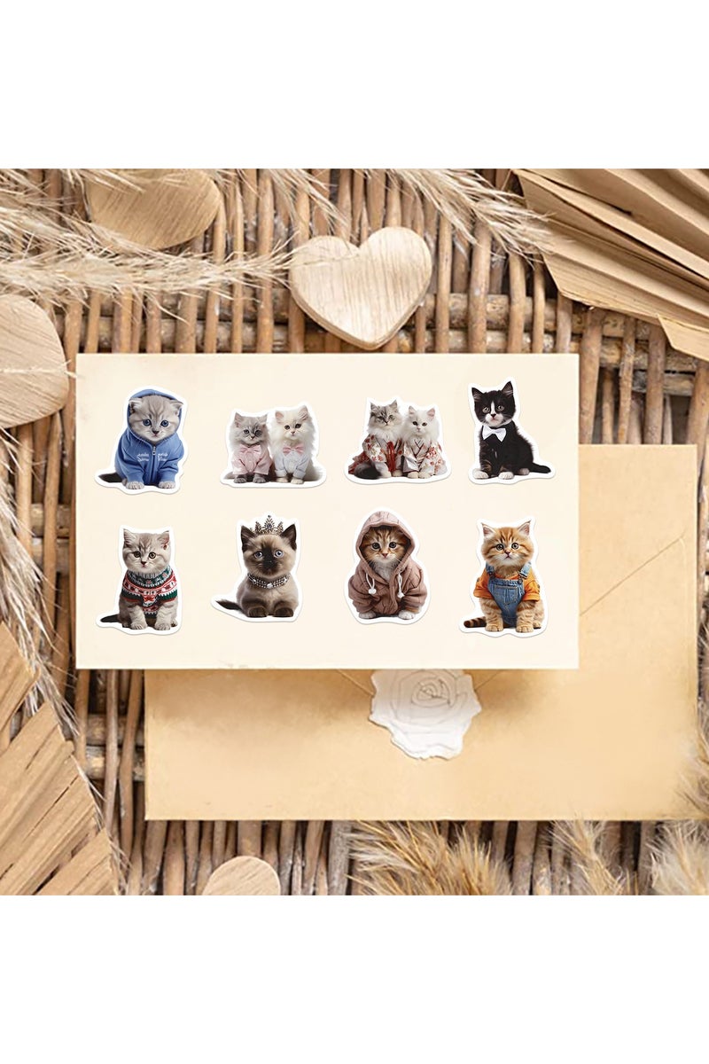 قوس قزح أورينبو 50 قطعة من ملصقات القطط المضحكة للأطفال على شكل حيوانات كرتونية جميلة، ملصقات فينيل عصرية مقاومة للماء لزجاجة المياه وحافظة السفر والهاتف وسجل القصاصات والغيتار - Image 4