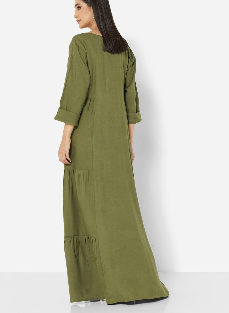HANA & SARA CLASSIC THREEFORTH SLEEVES WITH WESTERN CUT ARABIC JALABIYA - Image 2