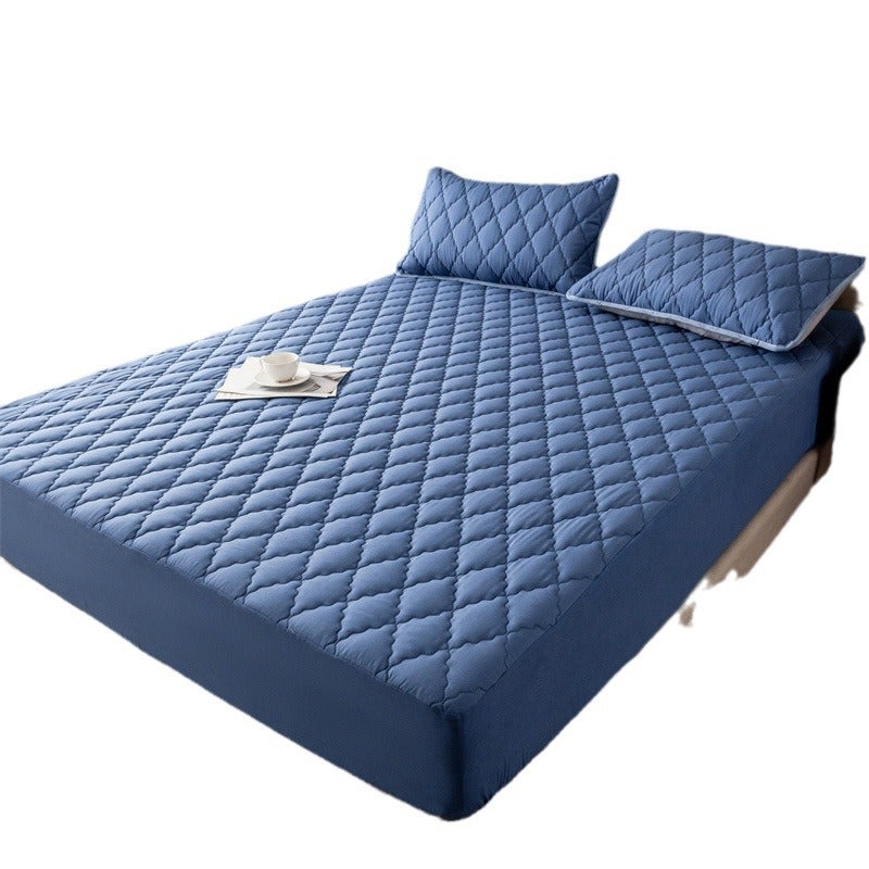 New Sanding Cotton Waterproof Bed Hat Single-Piece Simmons Protective Cover Solid Color Waterproof Breathable Thick Bedspread - Image 4