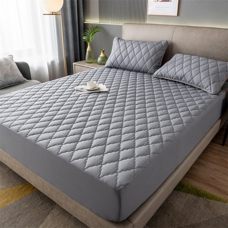 New Sanding Cotton Waterproof Bed Hat Single-Piece Simmons Protective Cover Solid Color Waterproof Breathable Thick Bedspread - Image 2