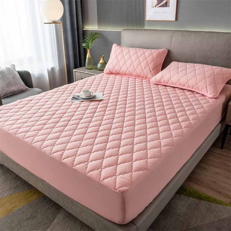 New Sanding Cotton Waterproof Bed Hat Single-Piece Simmons Protective Cover Solid Color Waterproof Breathable Thick Bedspread - Image 3