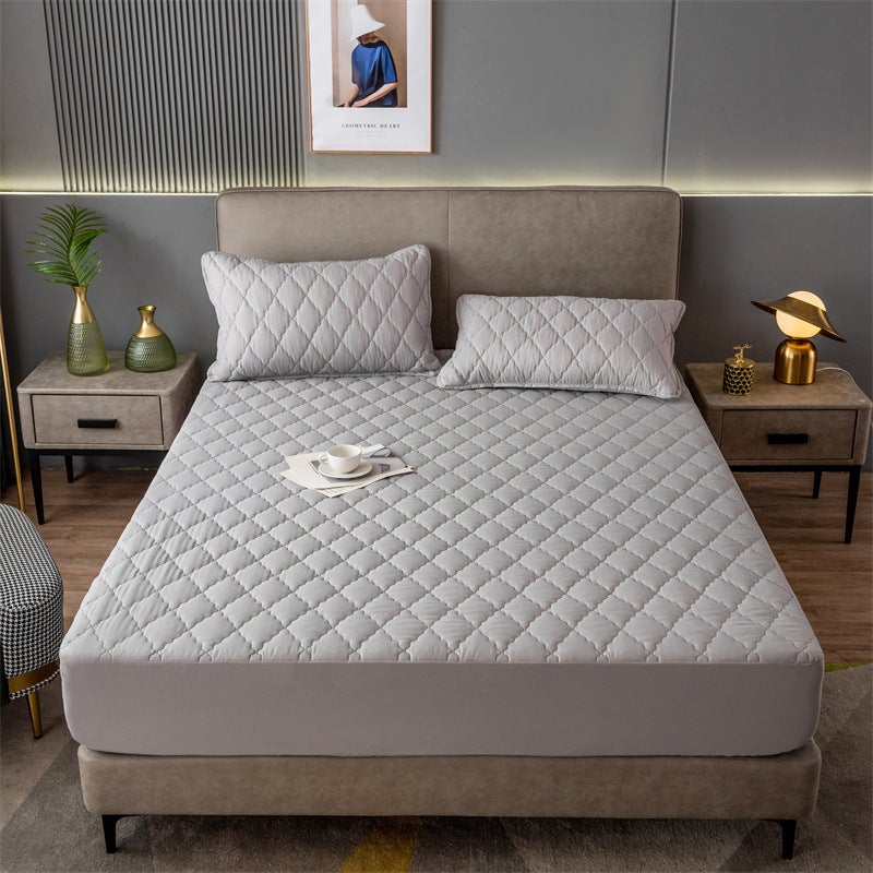 New Sanding Cotton Waterproof Bed Hat Single-Piece Simmons Protective Cover Solid Color Waterproof Breathable Thick Bedspread - Image 1