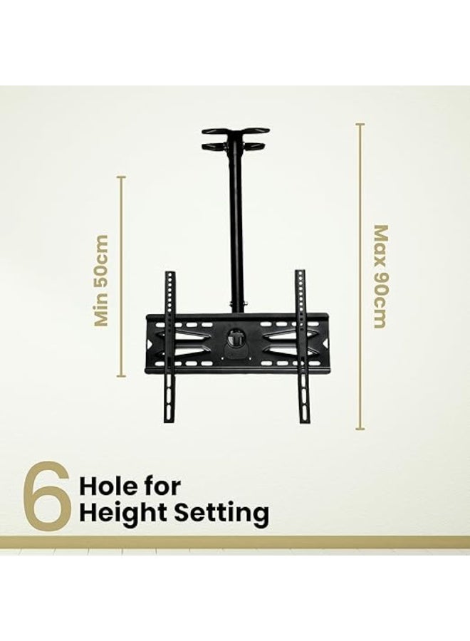 حامل تلفزيون سقفي – قاعدة قابلة للتعديل للشاشات من 26 إلى 60 بوصة – تصميم متين وموفر للمساحة - Image 2