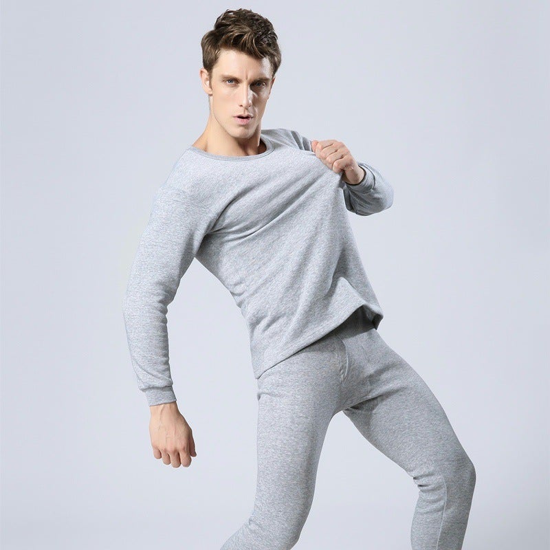 Batch Men'S Cotton Autumn Clothes Long Pants One-Piece Round Neck Bottoming Shirt Cotton Sweater Middle-Aged And Elderly Thin Velvet - Image 2