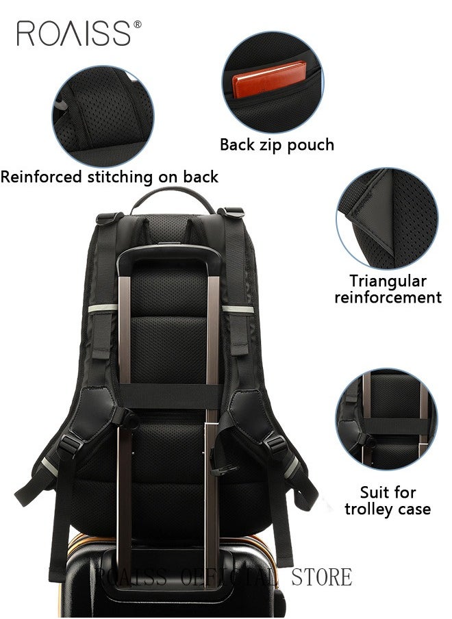 roaiss - Unisex Multifunctional Backpack Cycling Bag with Waterproof Helmet Bag Large Capacity Scientific Partitioning Rolling Suitcase Attachment Comfortable Back Padding Lightening Load Ideal for Short Trips - Image 1