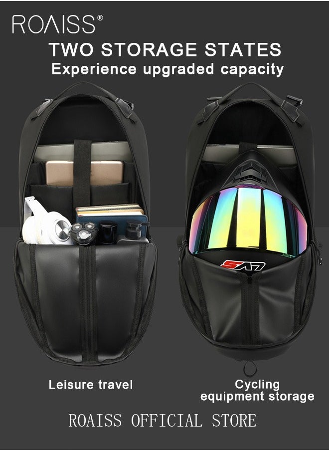 roaiss - Unisex Multifunctional Backpack Cycling Bag with Waterproof Helmet Bag Large Capacity Scientific Partitioning Rolling Suitcase Attachment Comfortable Back Padding Lightening Load Ideal for Short Trips - Image 1