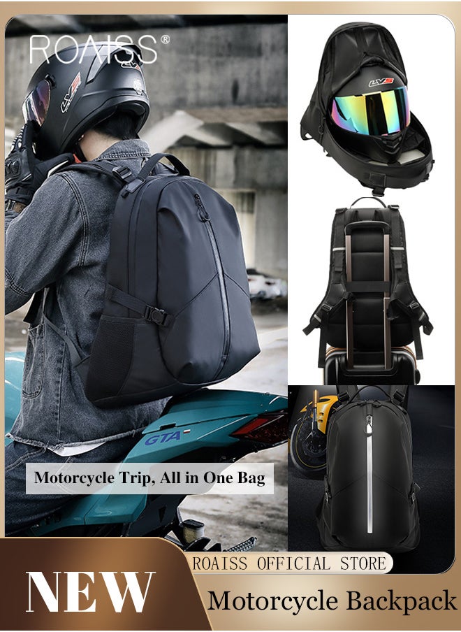 roaiss - Unisex Multifunctional Backpack Cycling Bag with Waterproof Helmet Bag Large Capacity Scientific Partitioning Rolling Suitcase Attachment Comfortable Back Padding Lightening Load Ideal for Short Trips - Image 1