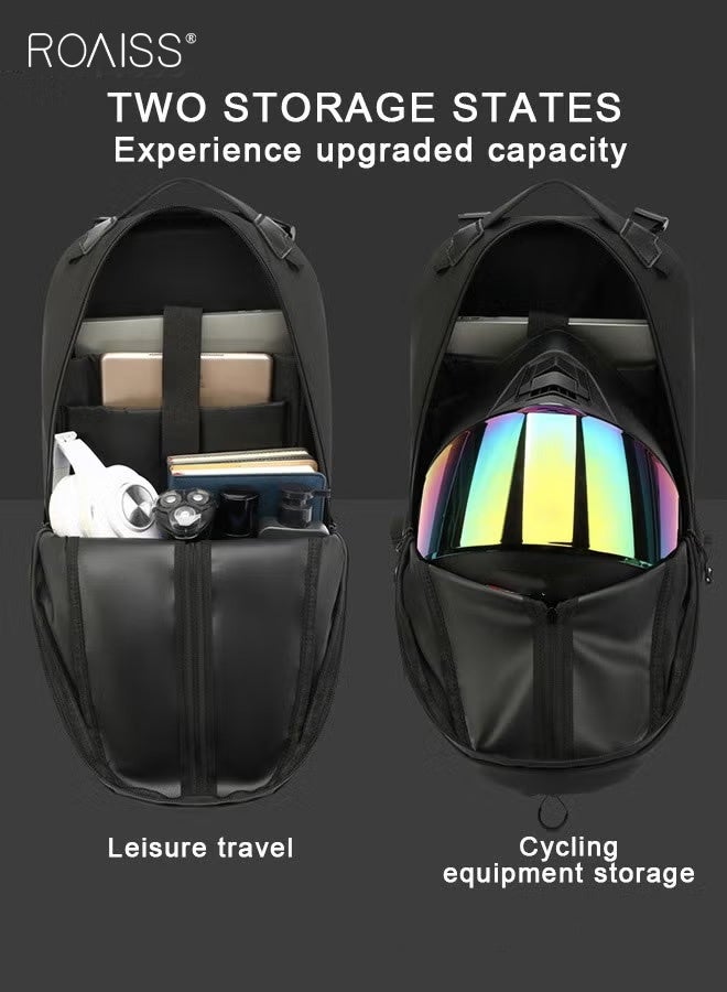 roaiss Unisex Multifunctional Backpack Cycling Bag with Waterproof Helmet Bag Large Capacity Scientific Partitioning Rolling Suitcase Attachment Comfortable Back Padding Lightening Load Ideal for Short Trips - Image 2
