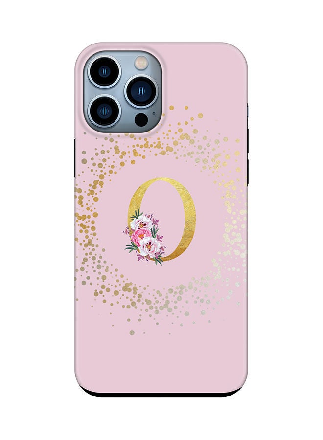 Stylizedd Monogram Tough Cover for Apple iPhone 13 Pro Max Case Custom Initials Letter Floral Pattern Tough Pro Dual Layer hybrid PC inner TPU protection Alphabet- O (Pink) - Image 1