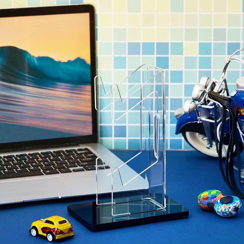 Barydat 2 Pcs Acrylic Dual Controller Holder - Anti-Slip Universal Game Stand Storage for Desk, Most Gaming Accessories Organizer, Black Clear - Image 4