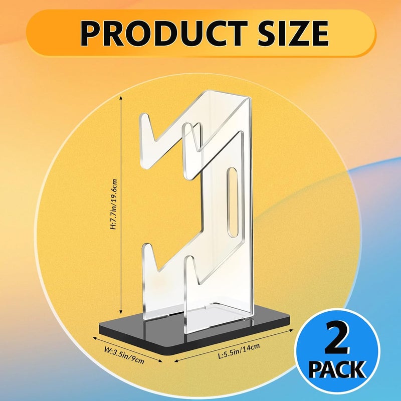 Barydat 2 Pcs Acrylic Dual Controller Holder - Anti-Slip Universal Game Stand Storage for Desk, Most Gaming Accessories Organizer, Black Clear - Image 2