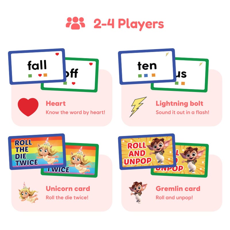 THE FIDGET GAME Sight Words - Learn to Read in Weeks, Master 220 High-Frequency Dolch Sight Words. Curriculum-Appropriate Reading Game for Pre-K to Grade 3 - NO-Letters Popping Mats & Dice Included - Image 3