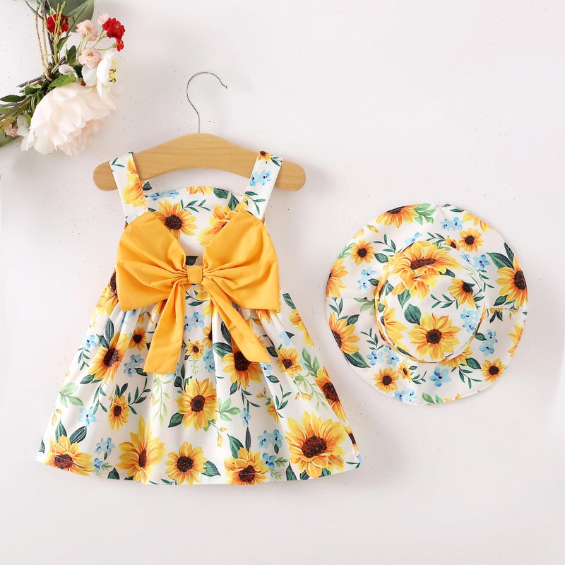 Saeaby Baby Girl Clothes Summer Yellow Dress Infant Boho Short Sleeve Dresses Sunflower Baby Outfit Baby Girl Gifts 3-6 Month Girl Clothes - Image 3