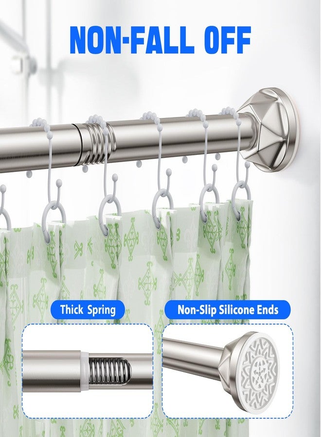 TITGIPE Nickel No-Drill Shower Rod - 32-80 Inches, Anti-Slip Tension Curtain Rod - Image 2