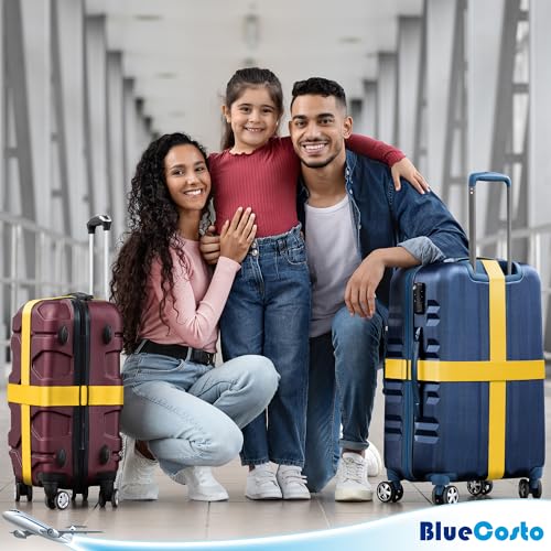 BlueCosto Luggage Straps for Suitcases - TSA Approved - Yellow, 4 PK - Premium Nylon Belts for Suitcase, Briefcase & Travel Bag - Adjustable Strap Length 46" - 78" - Image 5