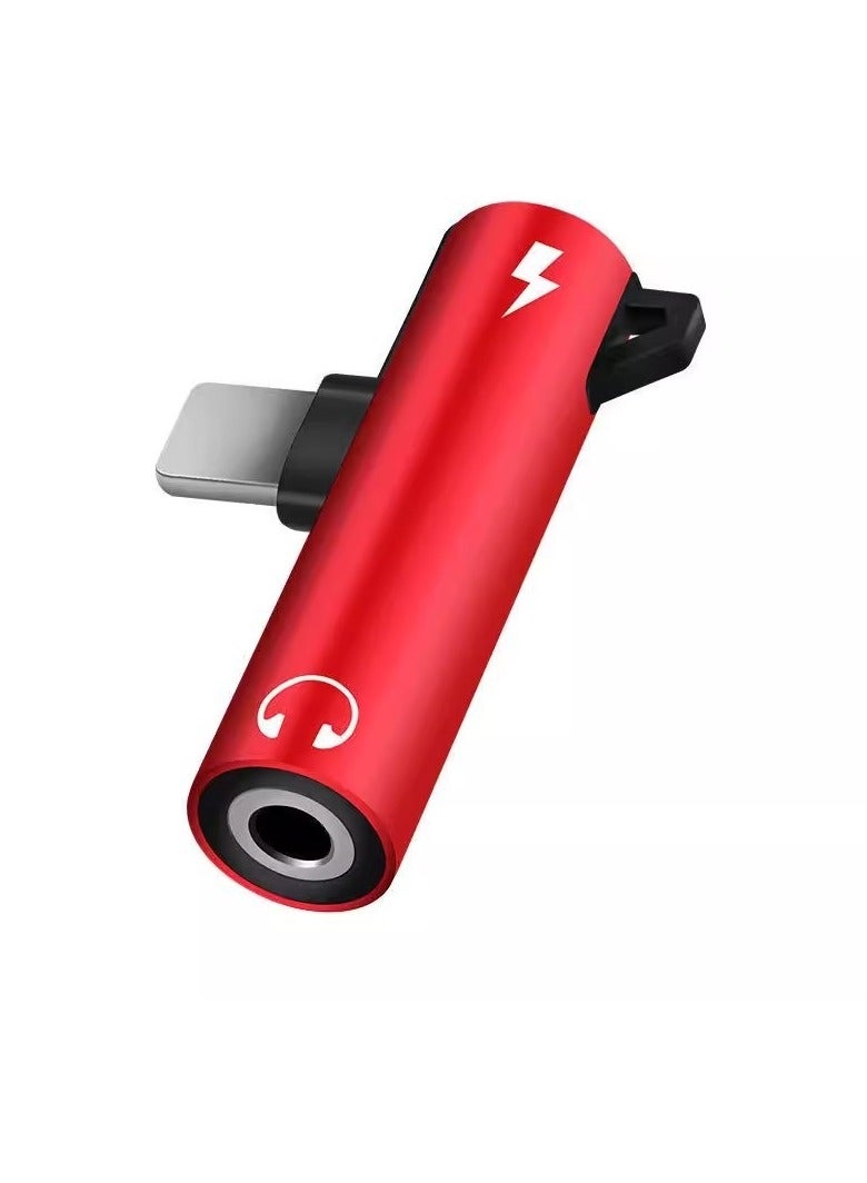 ارواق محول سماعة رأس من الألومنيوم، 2 في 1 موزع محول مزدوج لشحن سماعة الرأس، مقبس صوت Aux قوي ومتين وموزع سماعة دونجل للشحن، (أحمر، عبوة من قطعتين) - Image 1