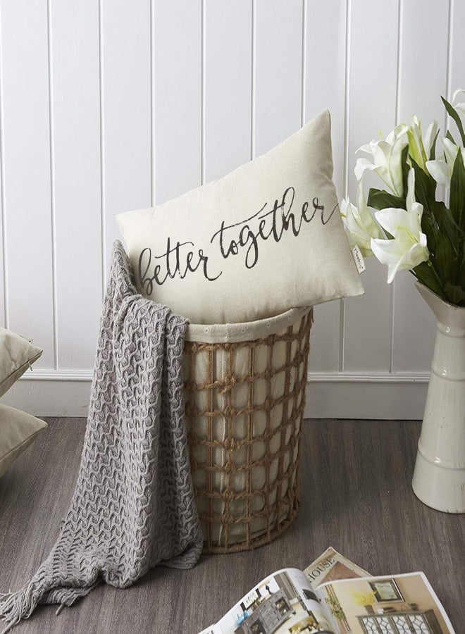 Meekio Farmhouse Pillow Covers with Better Together Quote 12" x 20" Farmhouse Rustic Décor Lumbar Pillow Covers with Saying Housewarming Gifts Family Room Décor - Image 3