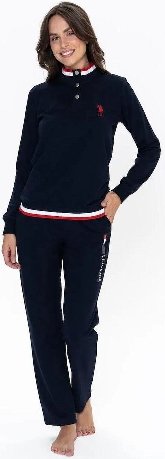 U.S. Polo Assn. 20112 Women's Long Sleeve Stand Collar Casual Home Wear-Navy Blue - Image 1