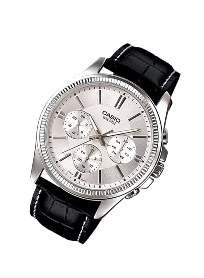 CASIO Men Leather Band Chronograph Watch MTP-1375L-7ADF - 42 mm - Black - Image 2