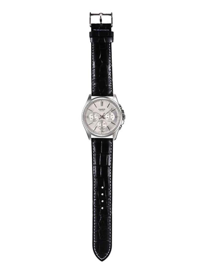 CASIO Men Leather Band Chronograph Watch MTP-1375L-7ADF - 42 mm - Black - Image 4
