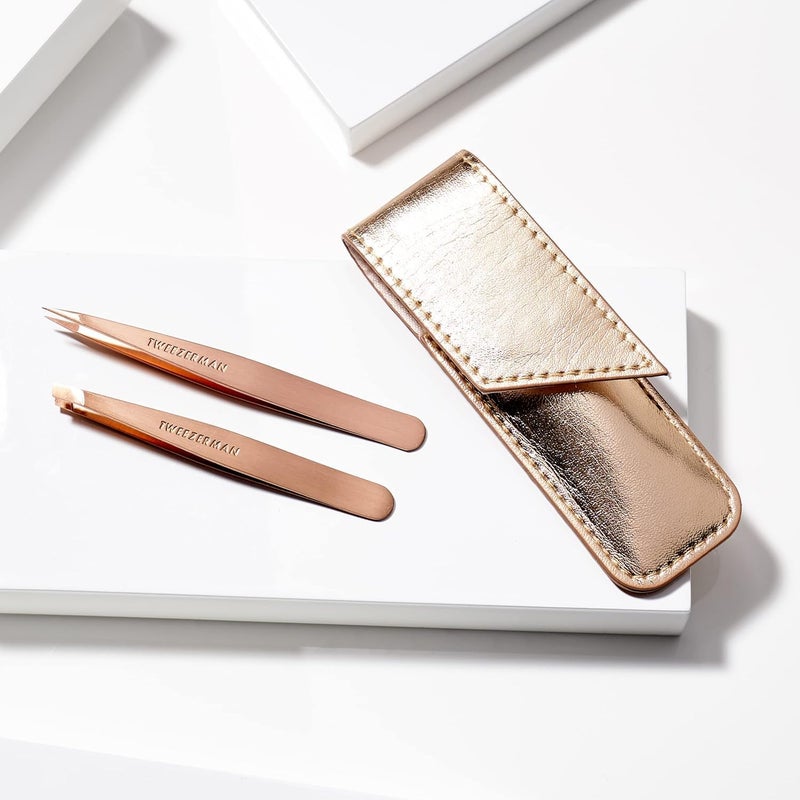 Tweezerman Rose Gold Petite Point and Slant Set with Travel Case - Image 5